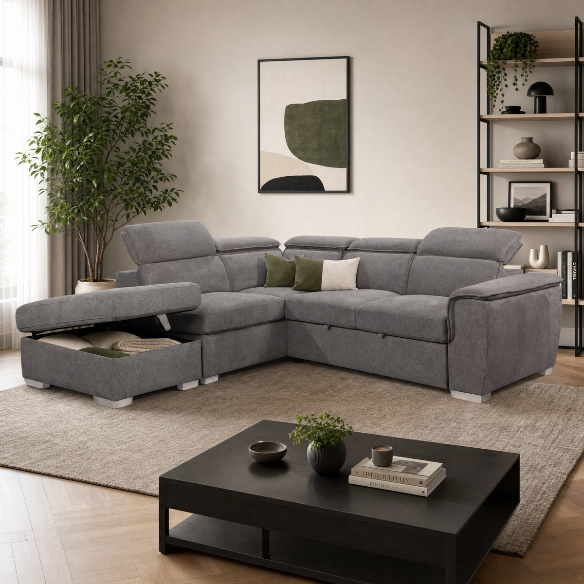 Malta Corner Sofa Bed with Storage