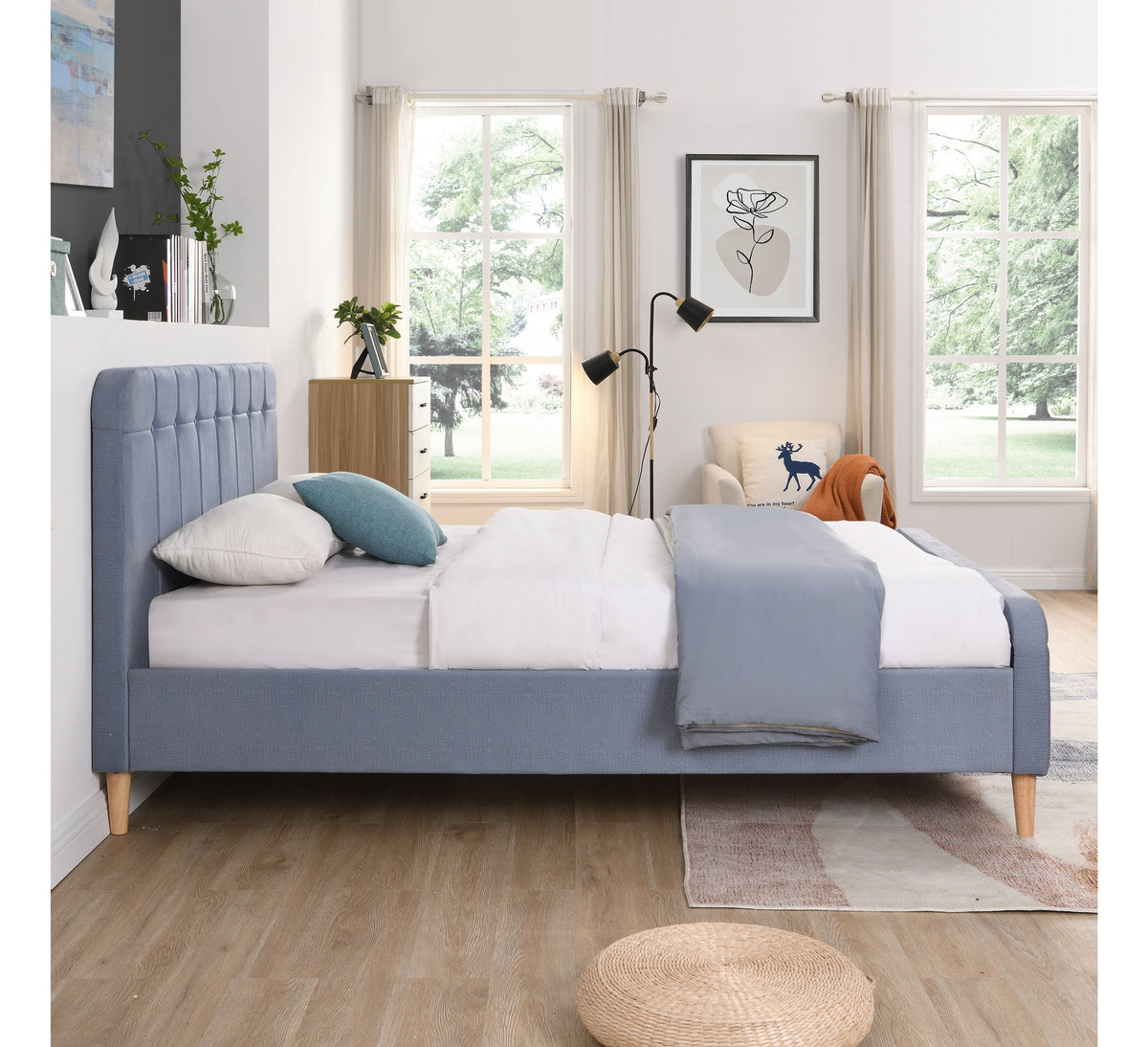 Ashley Sky Blue Velvet Bed