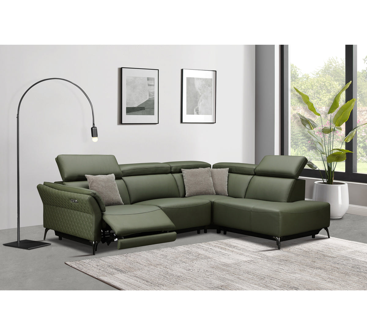 Milan Forest Green Electric Corner Suite