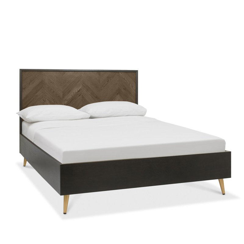 Santorini Fumed Oak & Peppercorn Panel Bedstead