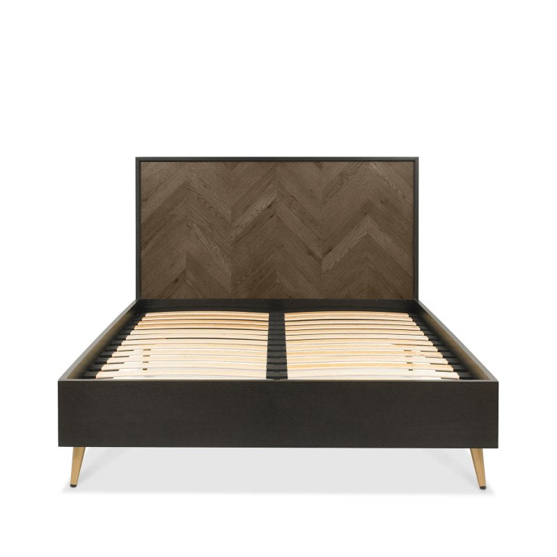 Santorini Fumed Oak & Peppercorn Panel Bedstead