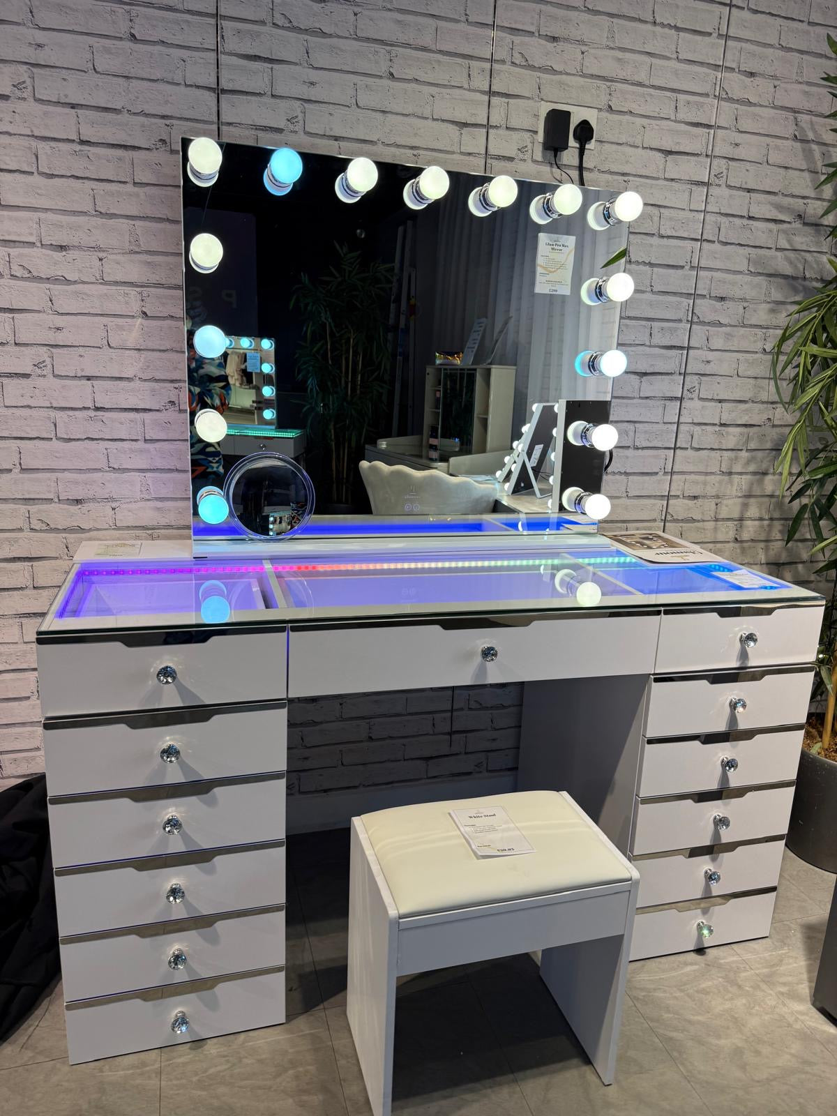 Christmas Bundle Glam Empire Pro 13 Drawer Vanity Dresser with Mirror