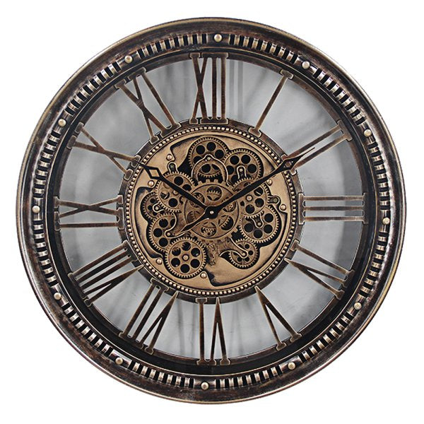 BRONZE LIT COG CLOCK 70cm