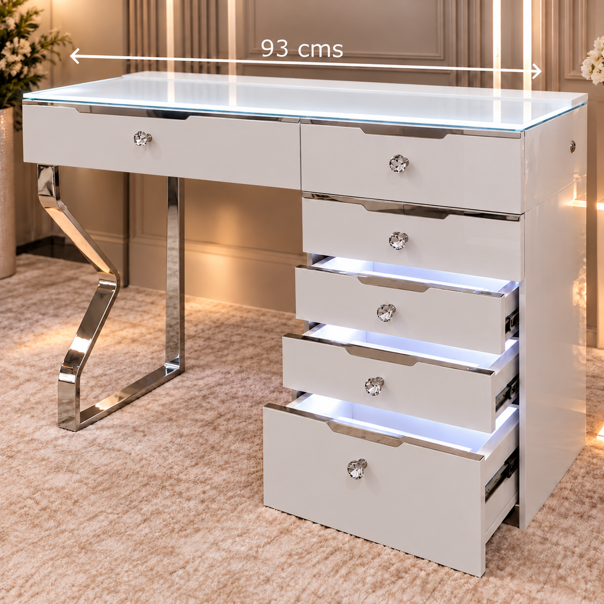 Glam 6 Drawer Vanity Dresser