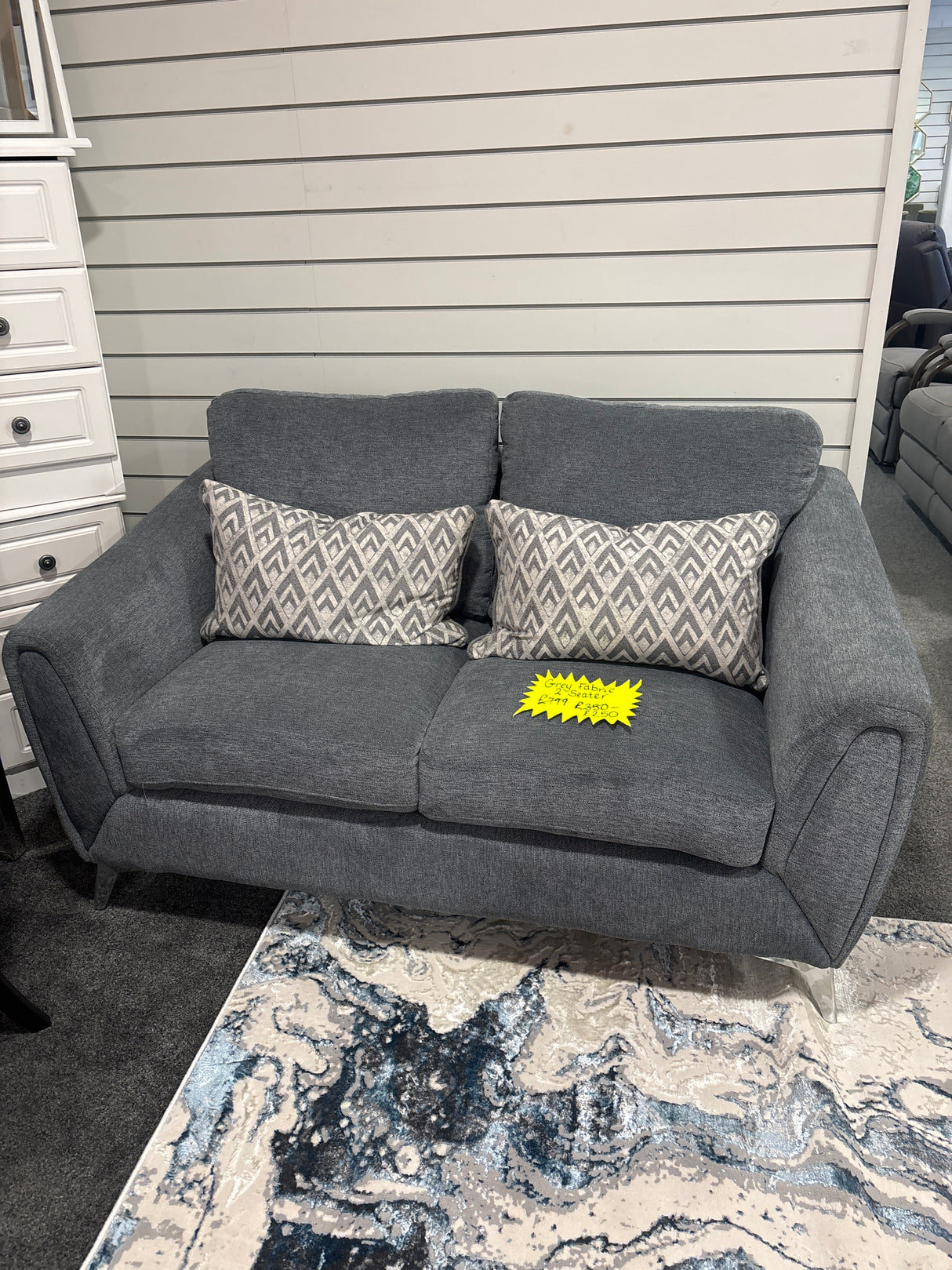 Shop display Grey 2 seater fabric sofa