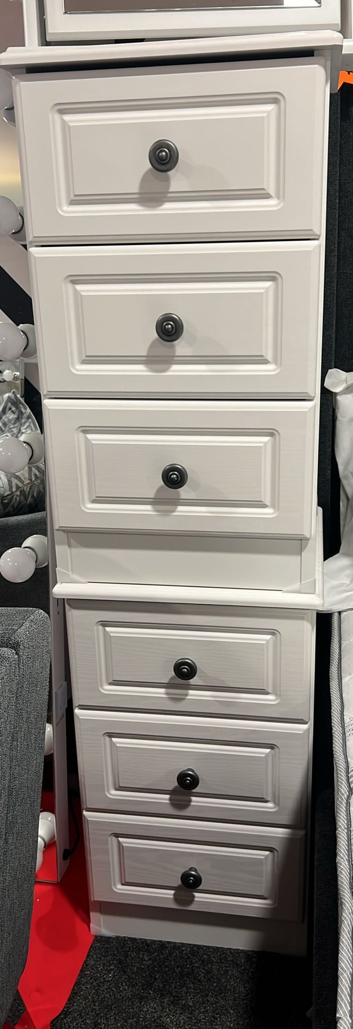 Shop display white bedside 3 drawer locker