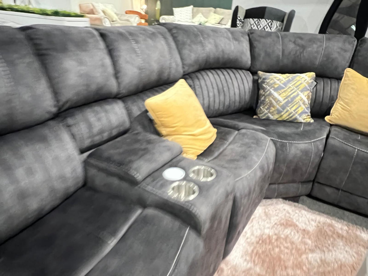 Wellington Dark Grey Recliner Small Corner Sofa