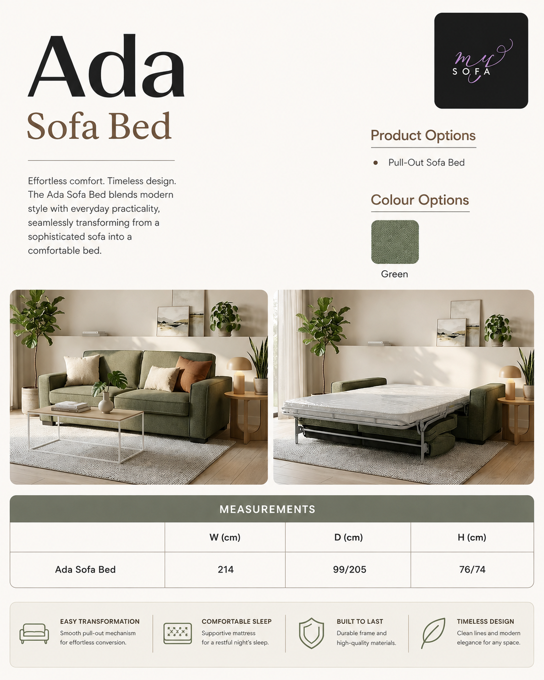 Ada Pull-Out Sofa Bed