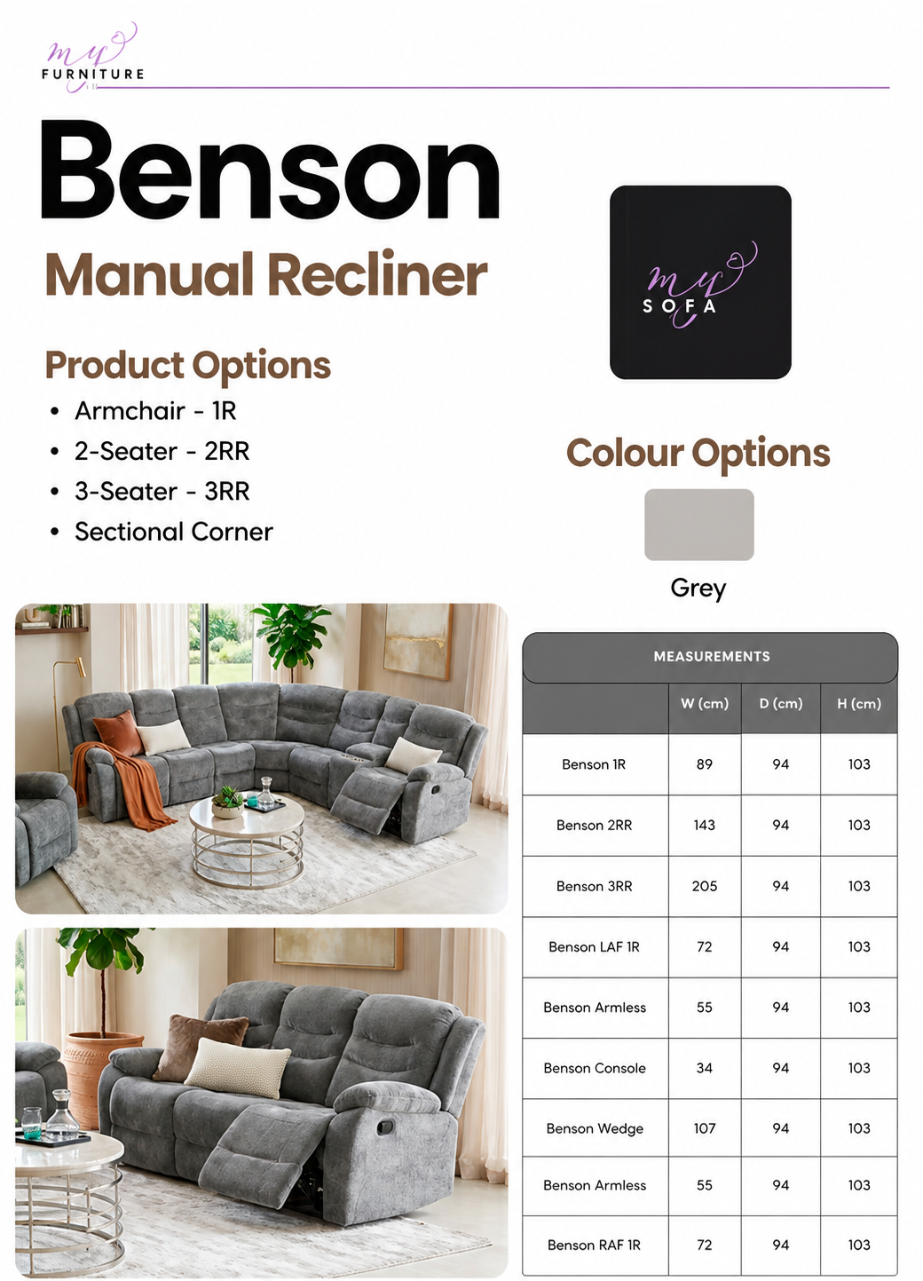 Benson Manual Recliner Sofa