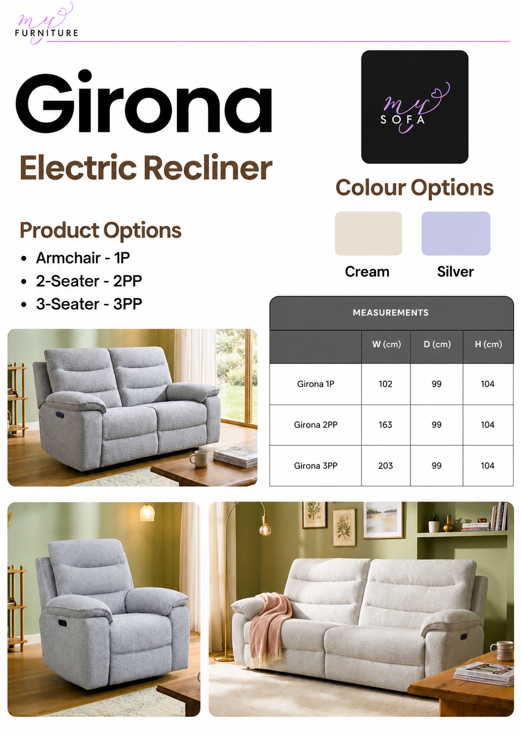 Girona Electric Recliner Sofa