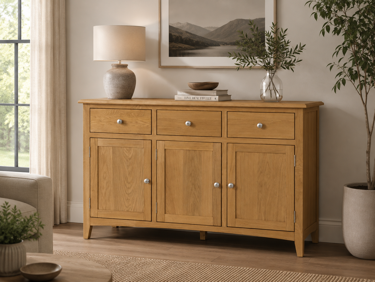 kilkenny oak sideboard modern dining room setting at the furniture store ni