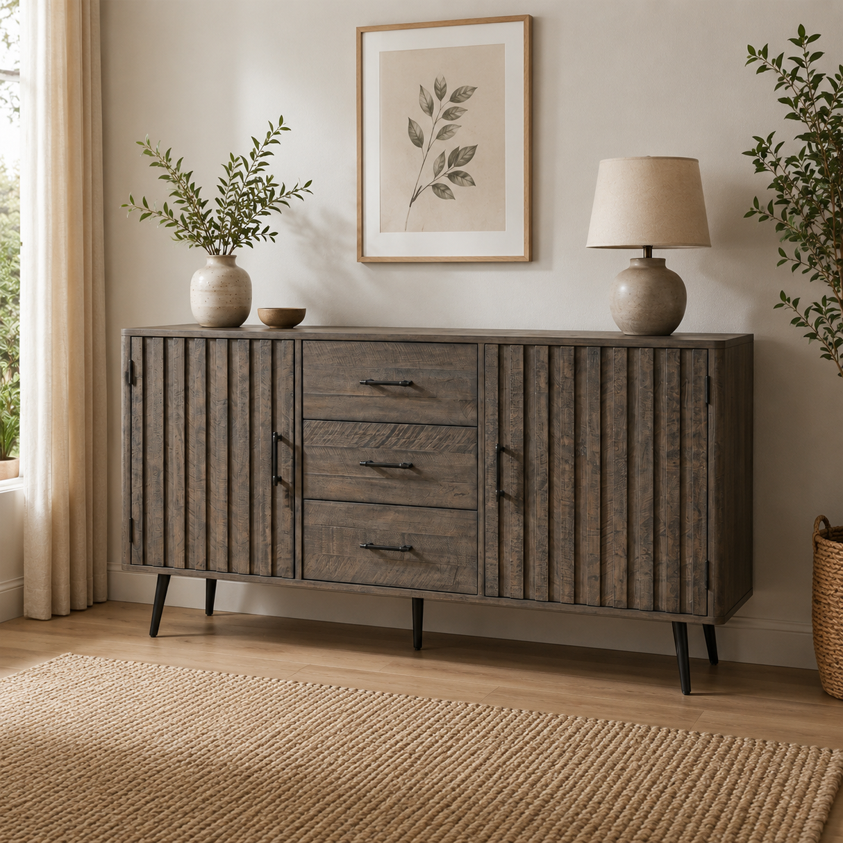 monarch sideboard modern rustic living room setting at the furniture store ni