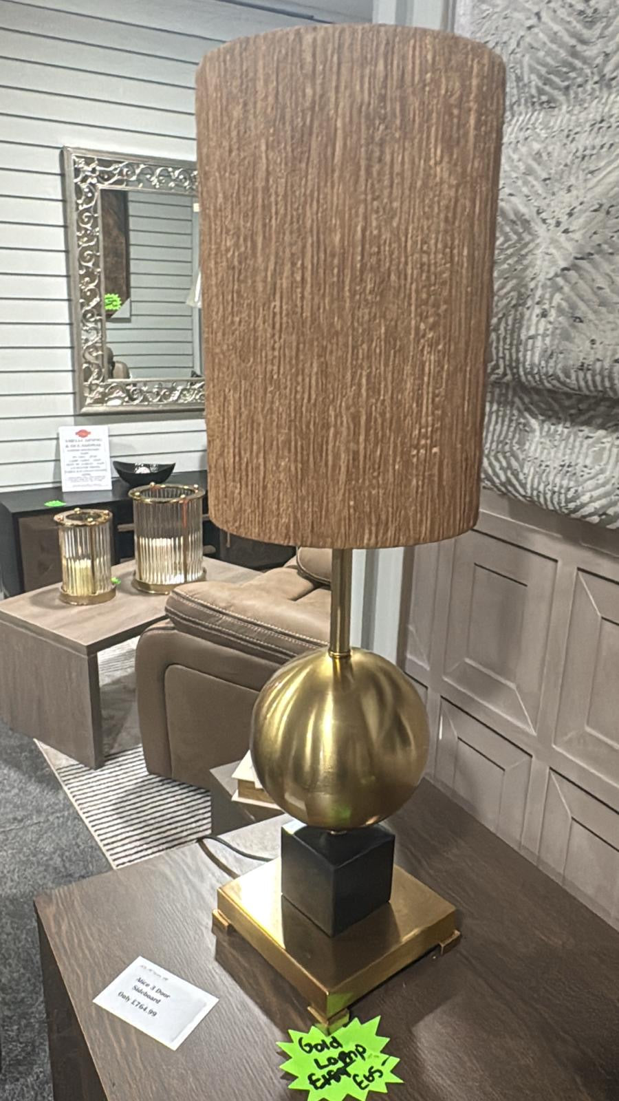 Shop display gold lamp