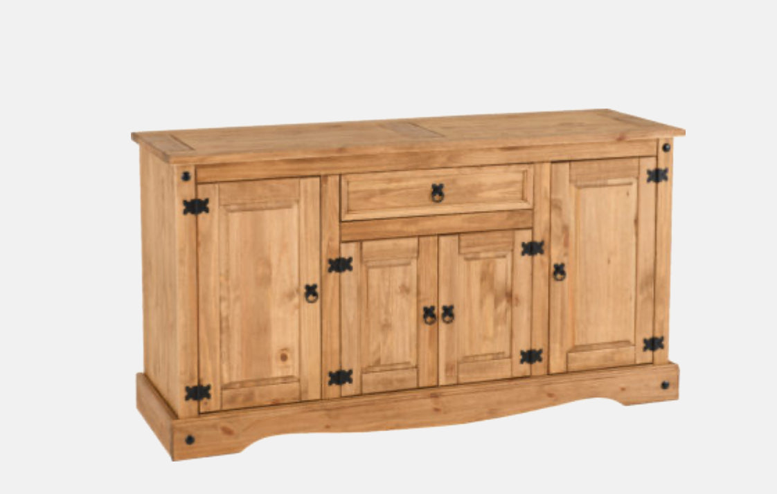 Corona 4 Door 1 Drawer Sideboard
Distressed Waxed Pine