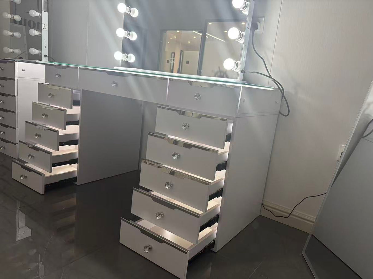 Christmas Bundle Glam Empire Pro 13 Drawer Vanity Dresser with Mirror