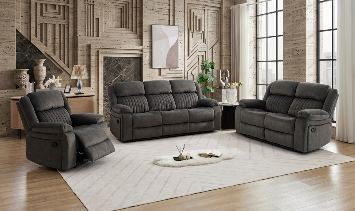 Morgan 3+2 Manual Reclining Suite Iron Grey