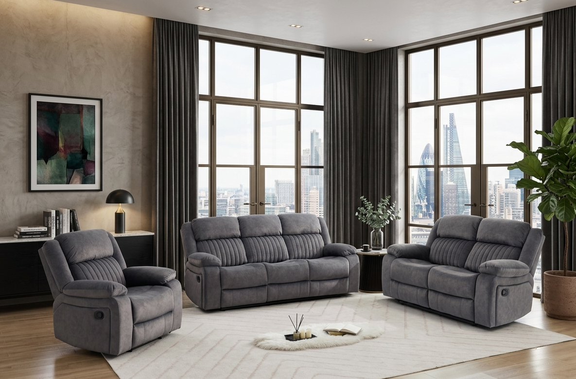 Morgan 3+2 Manual Reclining Suite Slate Grey