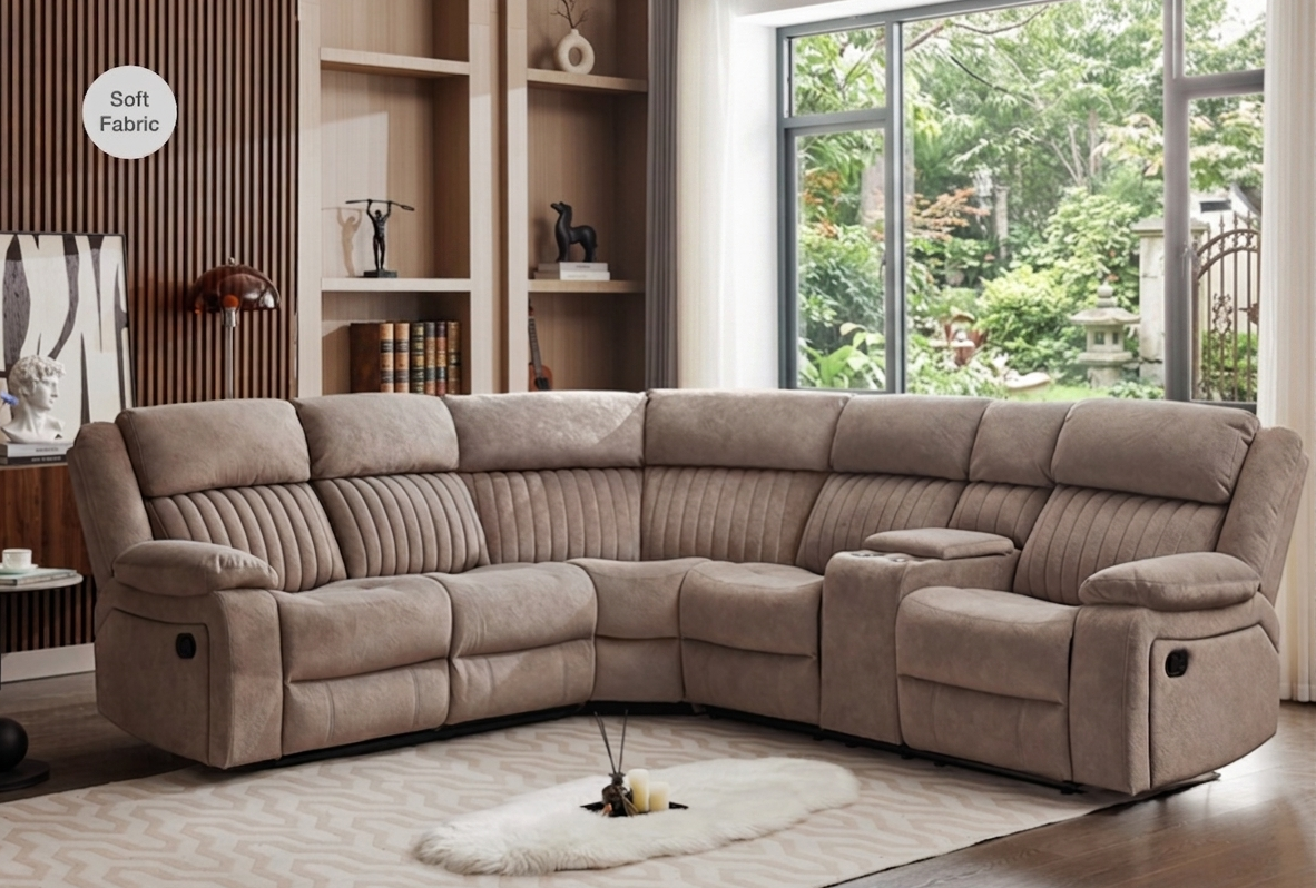 Morgan Manual Reclining Corner Suite in Taupe