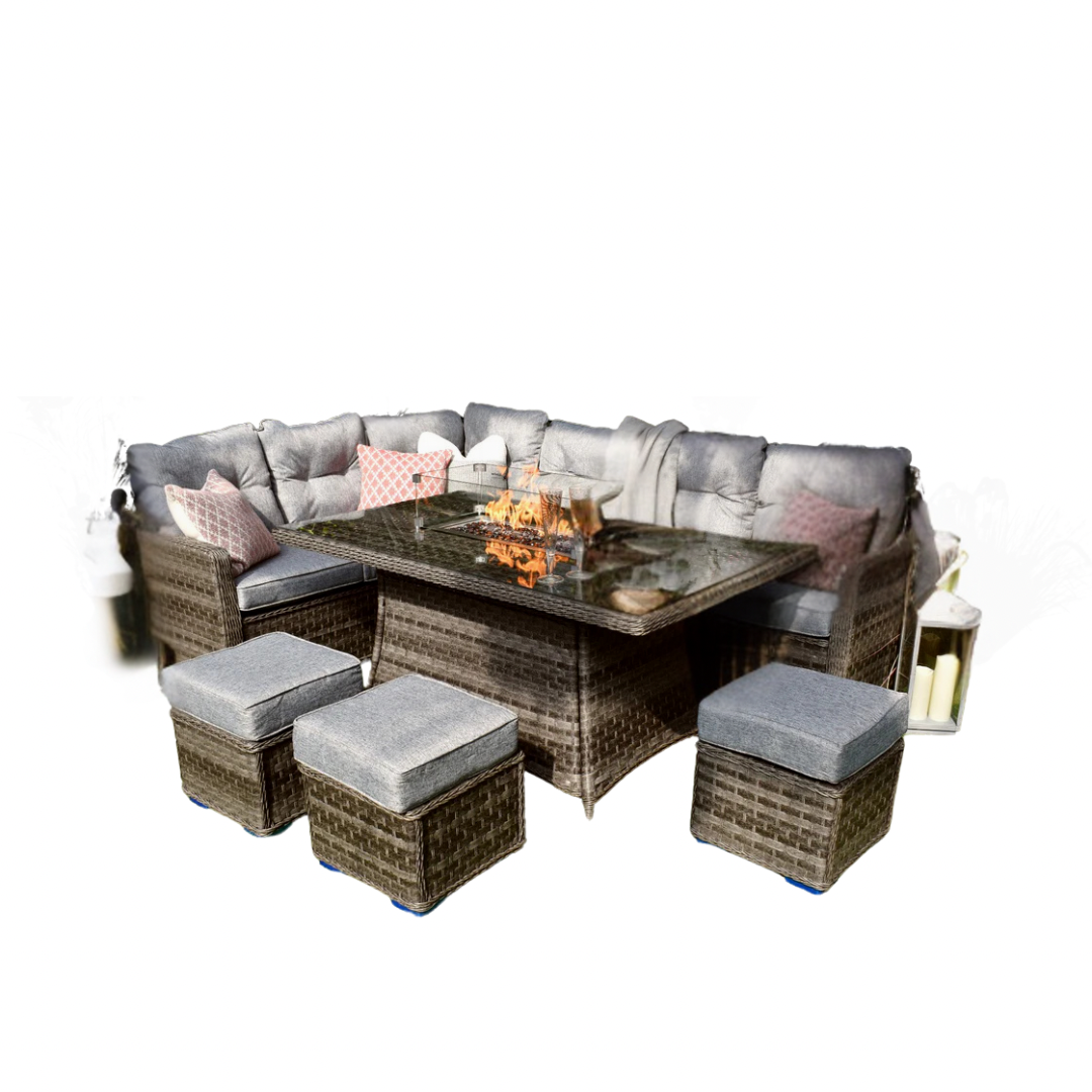 Alicante L-Corner Fire Pit Dining Suite