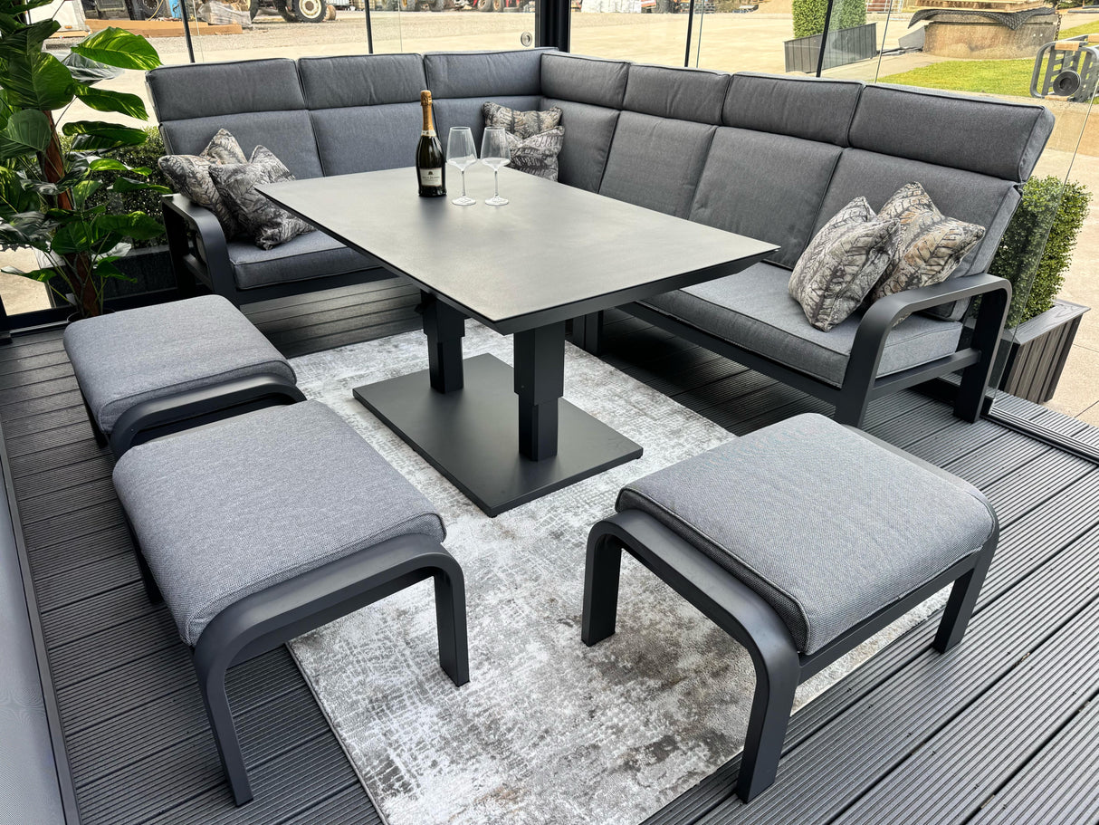 Extra Large Barcelona Corner Garden Set with 3 Free Stools for 10 persons