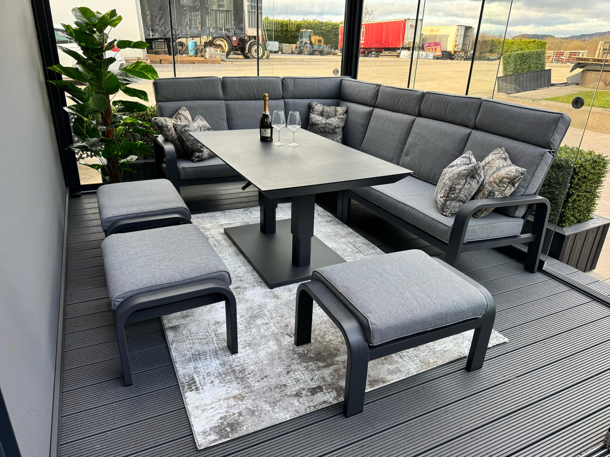 Extra Large Barcelona Corner Garden Set with 3 Free Stools for 10 persons