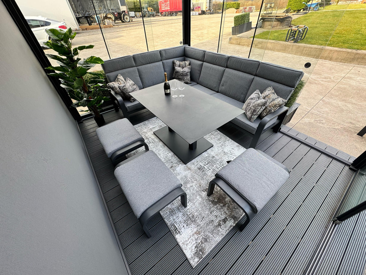 Extra Large Barcelona Corner Garden Set with 3 Free Stools for 10 persons