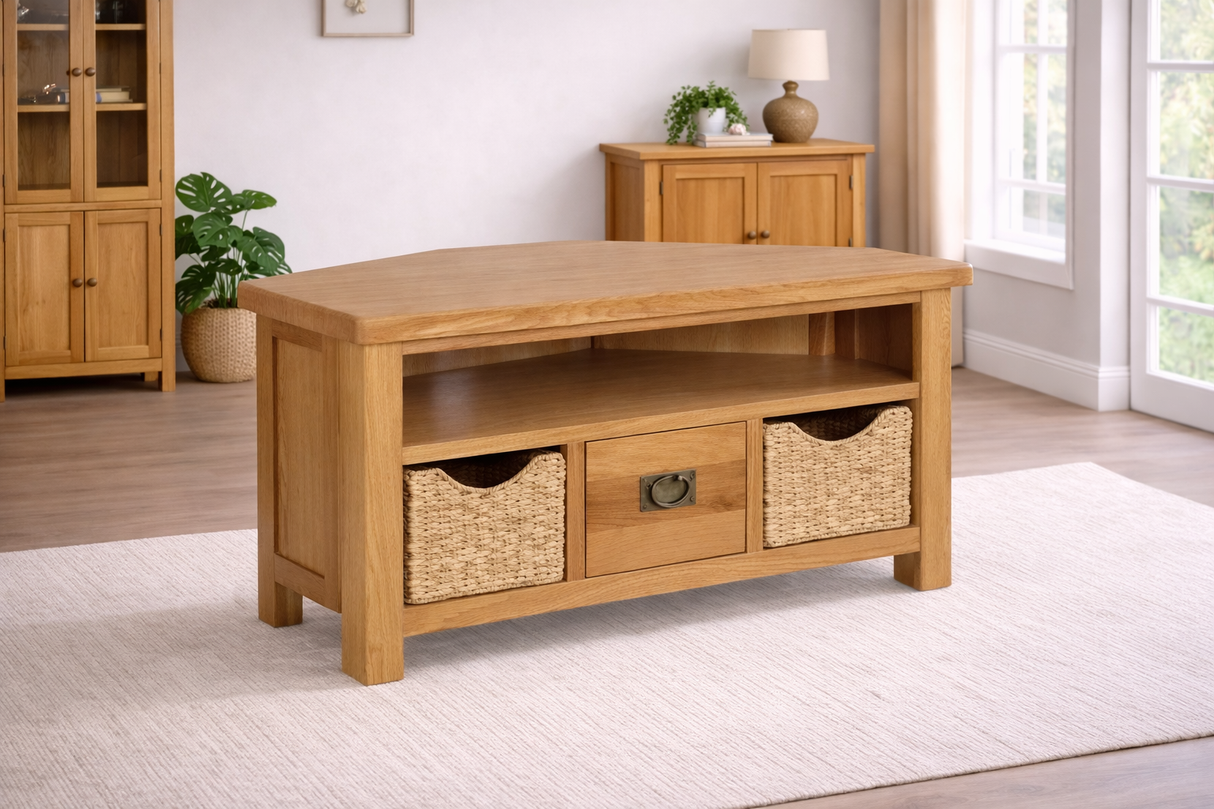 Salisbury Corner Tv Unit with Baskets