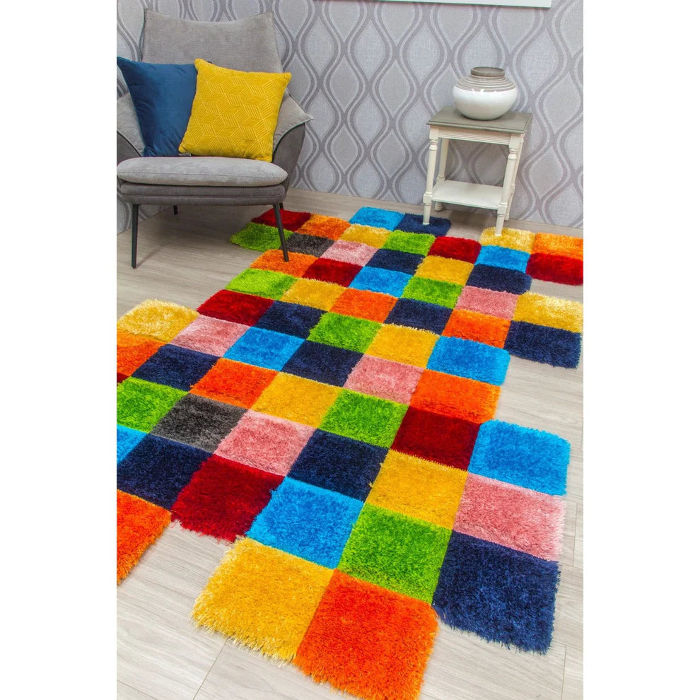 Multicolour 3D Rug - Doodle Pixels