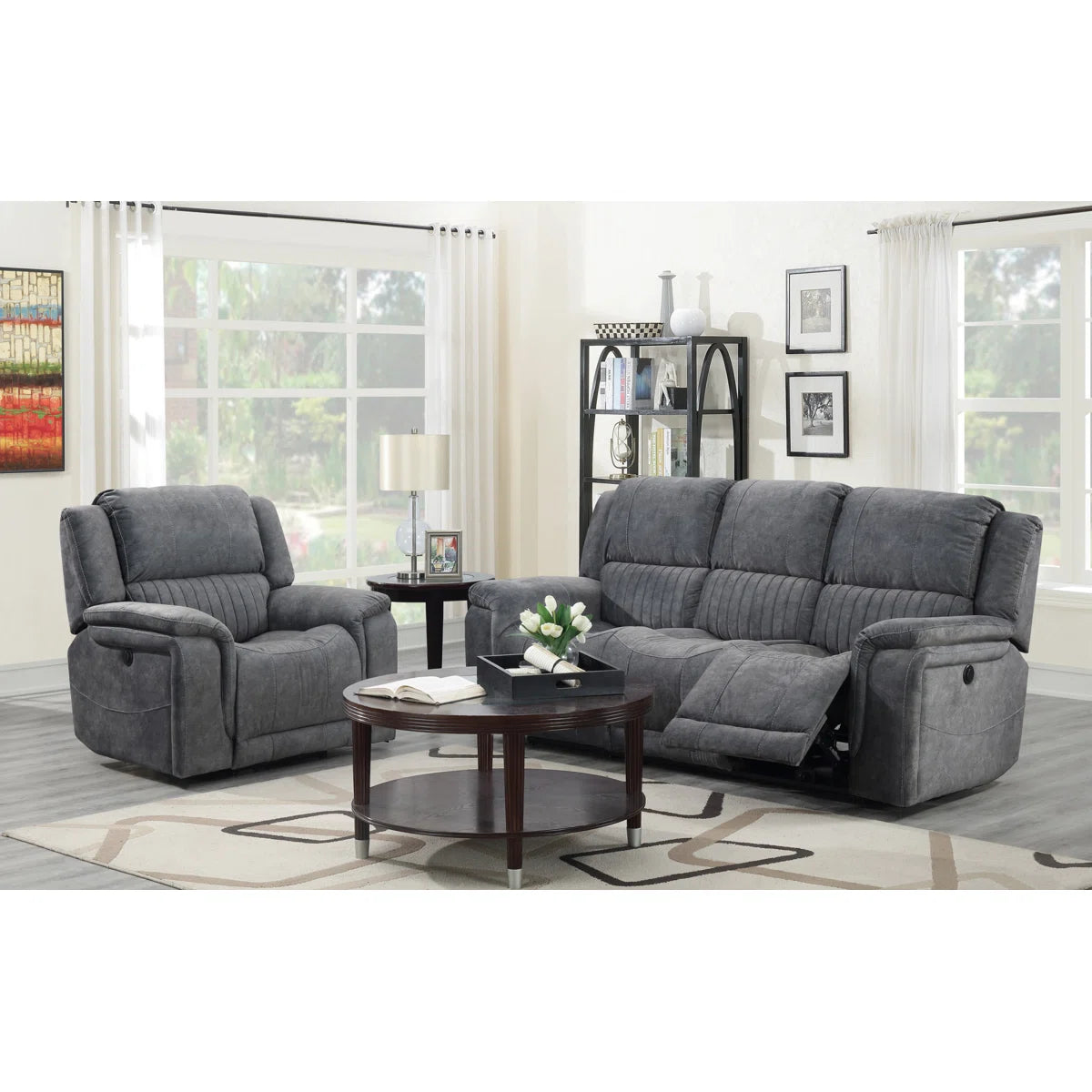 Wellington 3+1+1 Seater Recliner Dark Grey Fabric Sofas