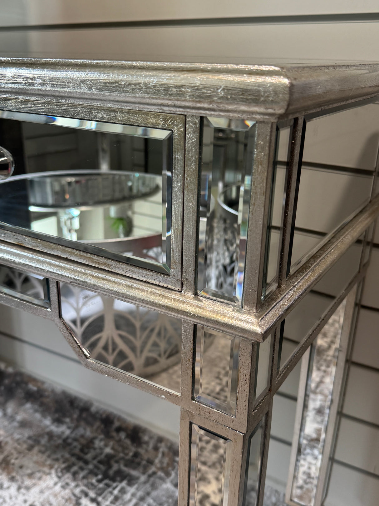2 Drawer Mirrored Console Silver