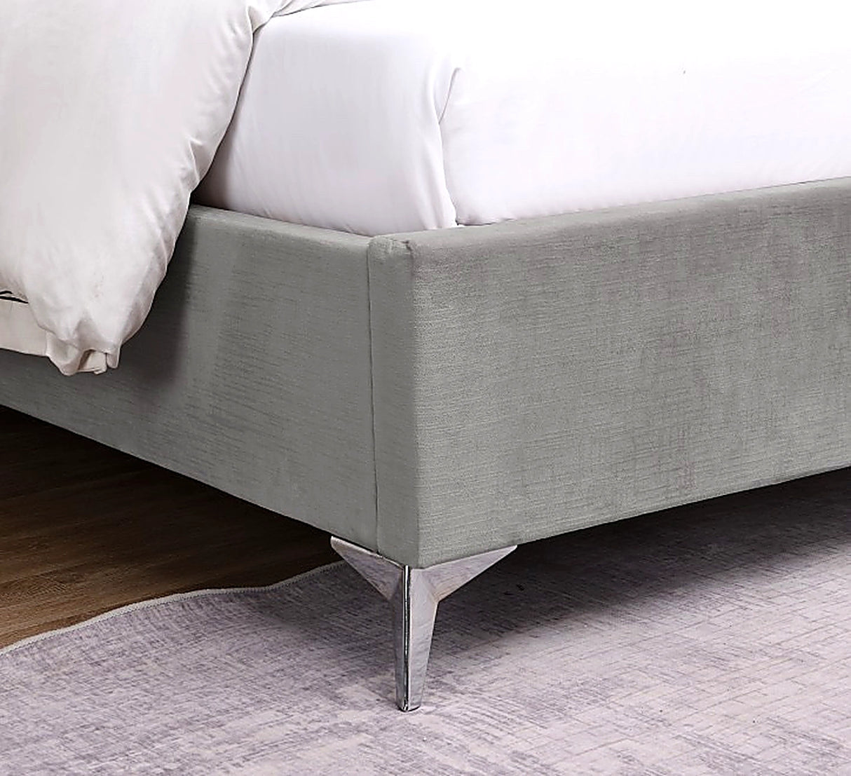Modern upholstered bed Ireland chrome feet design furniture store ni