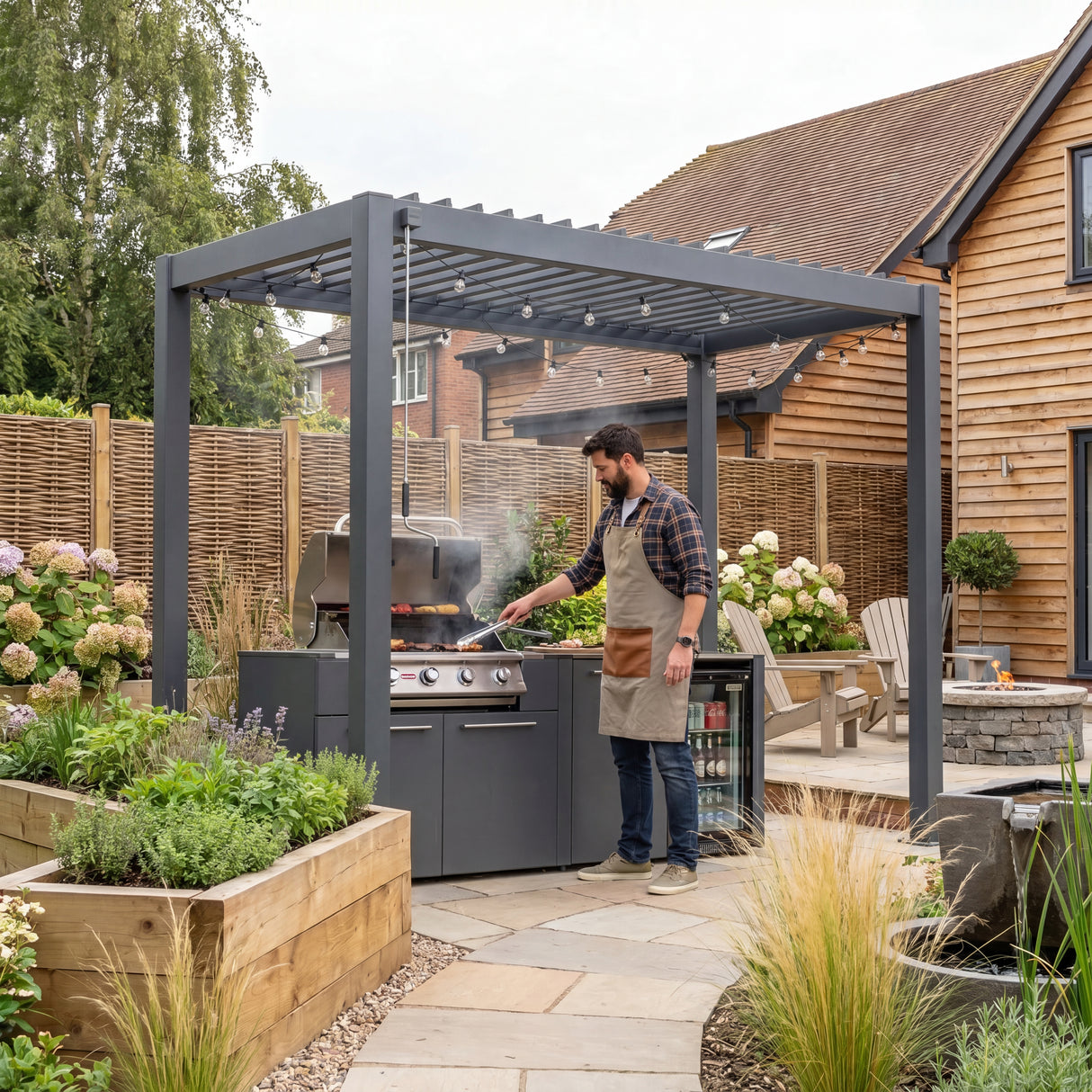 Nova Titan Pergola — Manual Louvred Roof — Graphite Grey