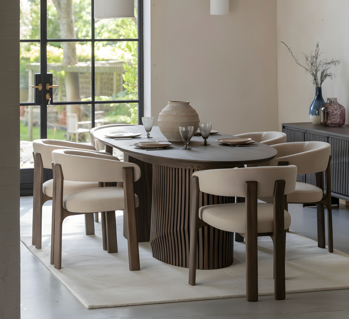 Onda Extending Dining Table in Charcoal Brown Oak