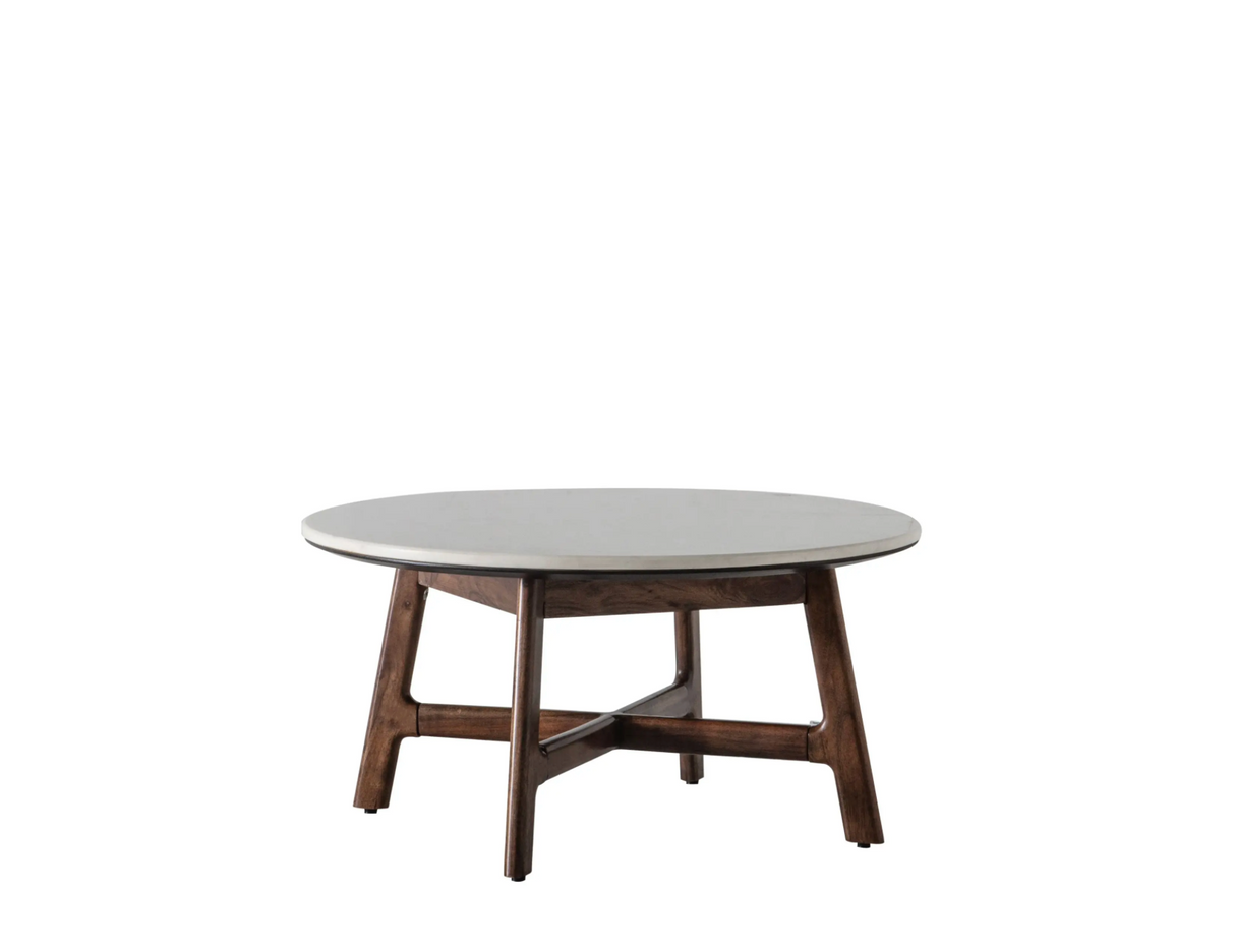 Barcelona Round Coffee Table | White Marble Top
