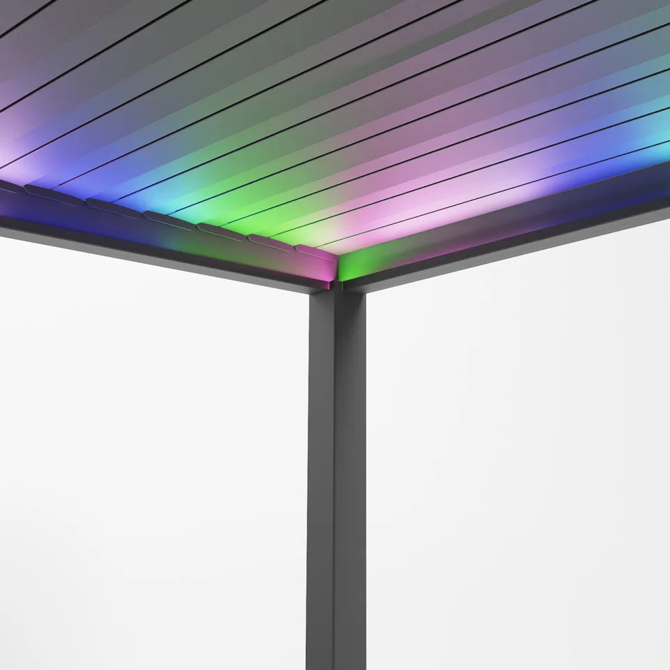 Hilton Plus Aluminium Metal LED Pergola in Graphite Grey