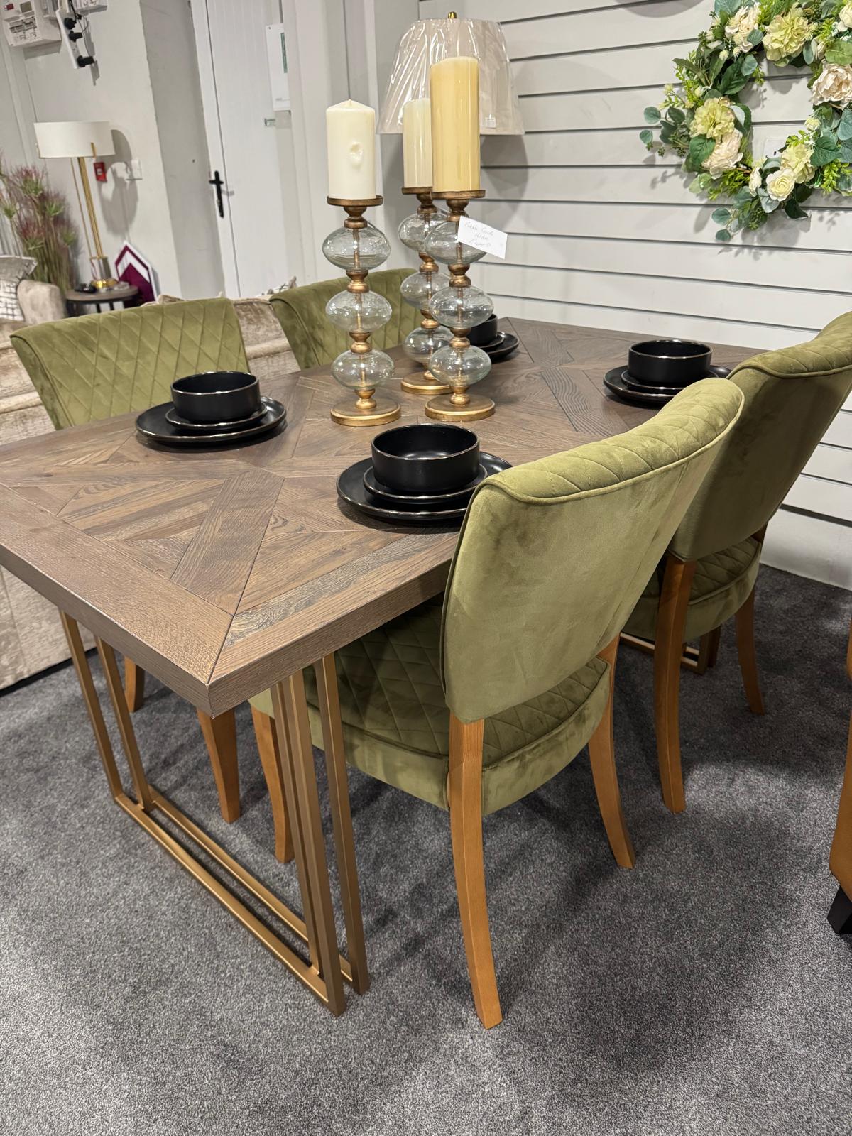 Shop display Amelia Fumed Oak with 4 chairs Extension Dining Table