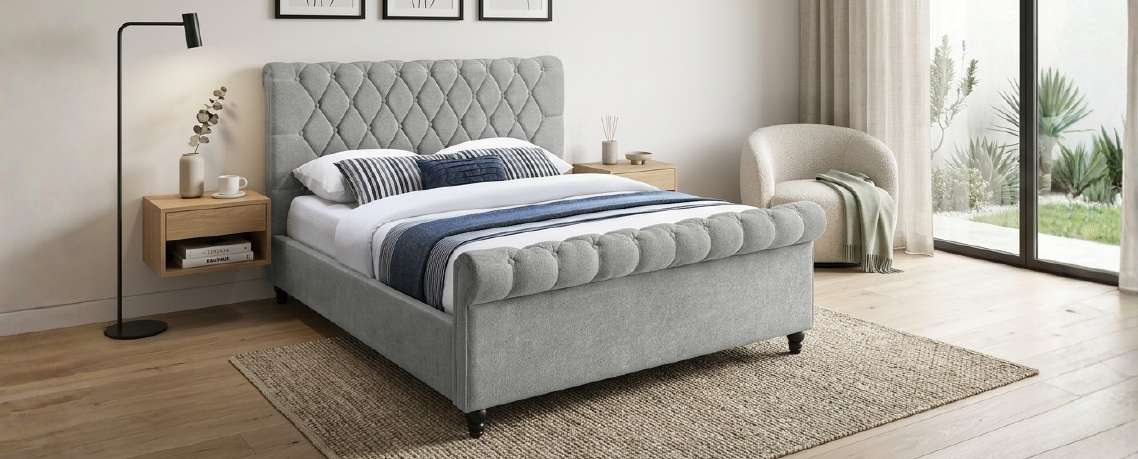 Chesterfield Bed Frame Taupe 5FT