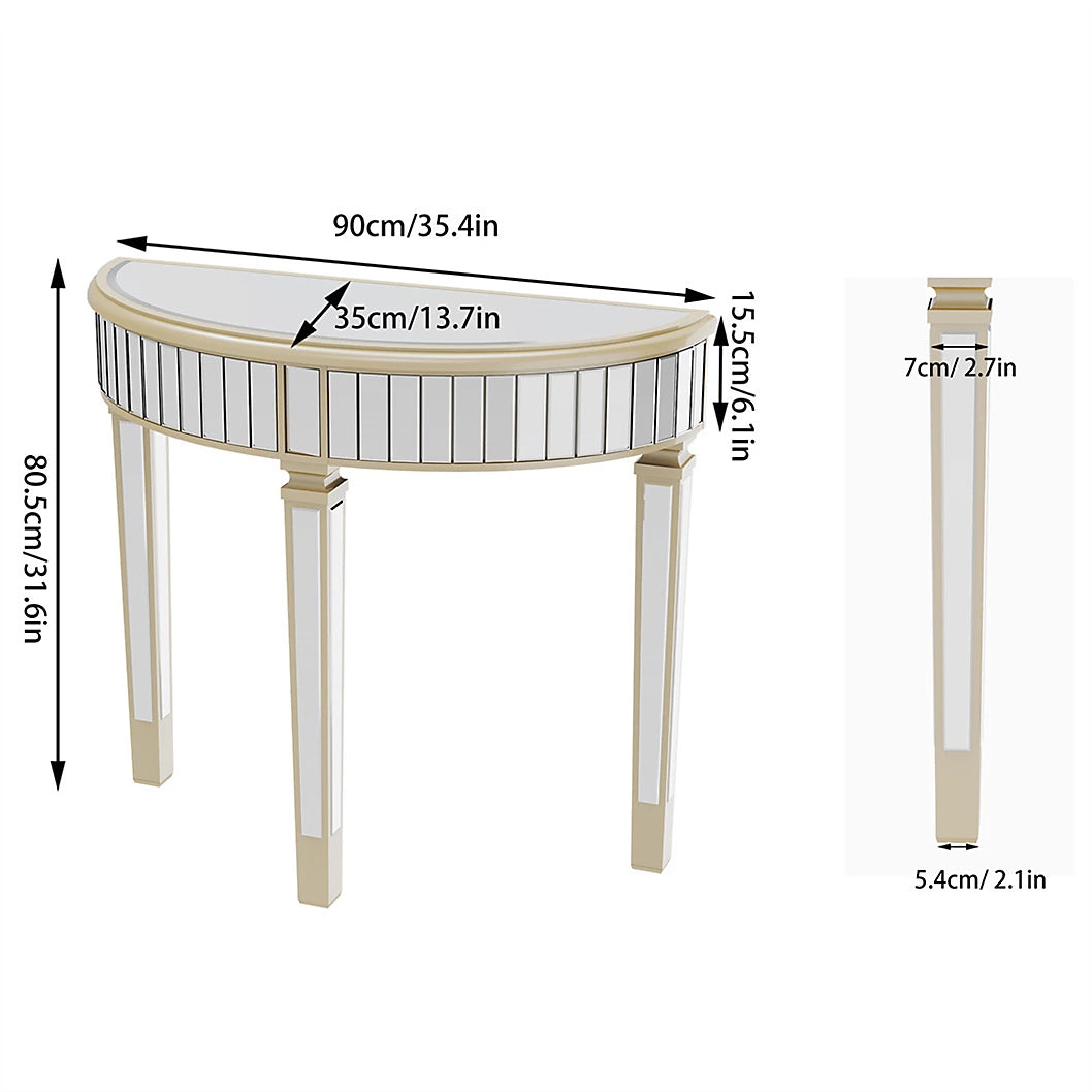 Mirrored Half Moon Console Table