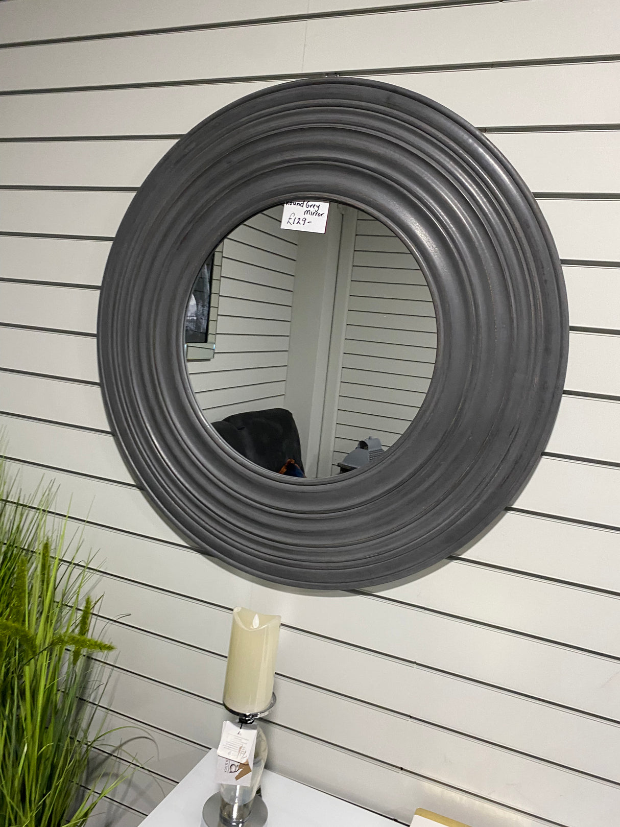 Round Grey Mirror