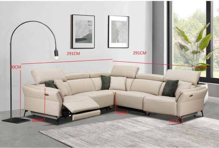 Milan Cream Electric Power Corner Suite