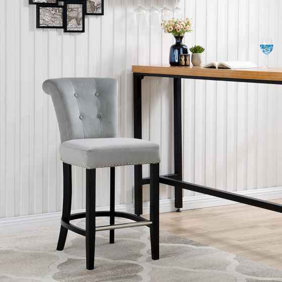 Knocker Breakfast Stools- Silver Velvet