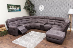 Dillon Suite Grey / Charcoal - with Cupholders and Corner Chaise - Furniture Store NI