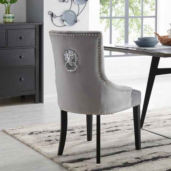 Lion Chair - Silver Velvet