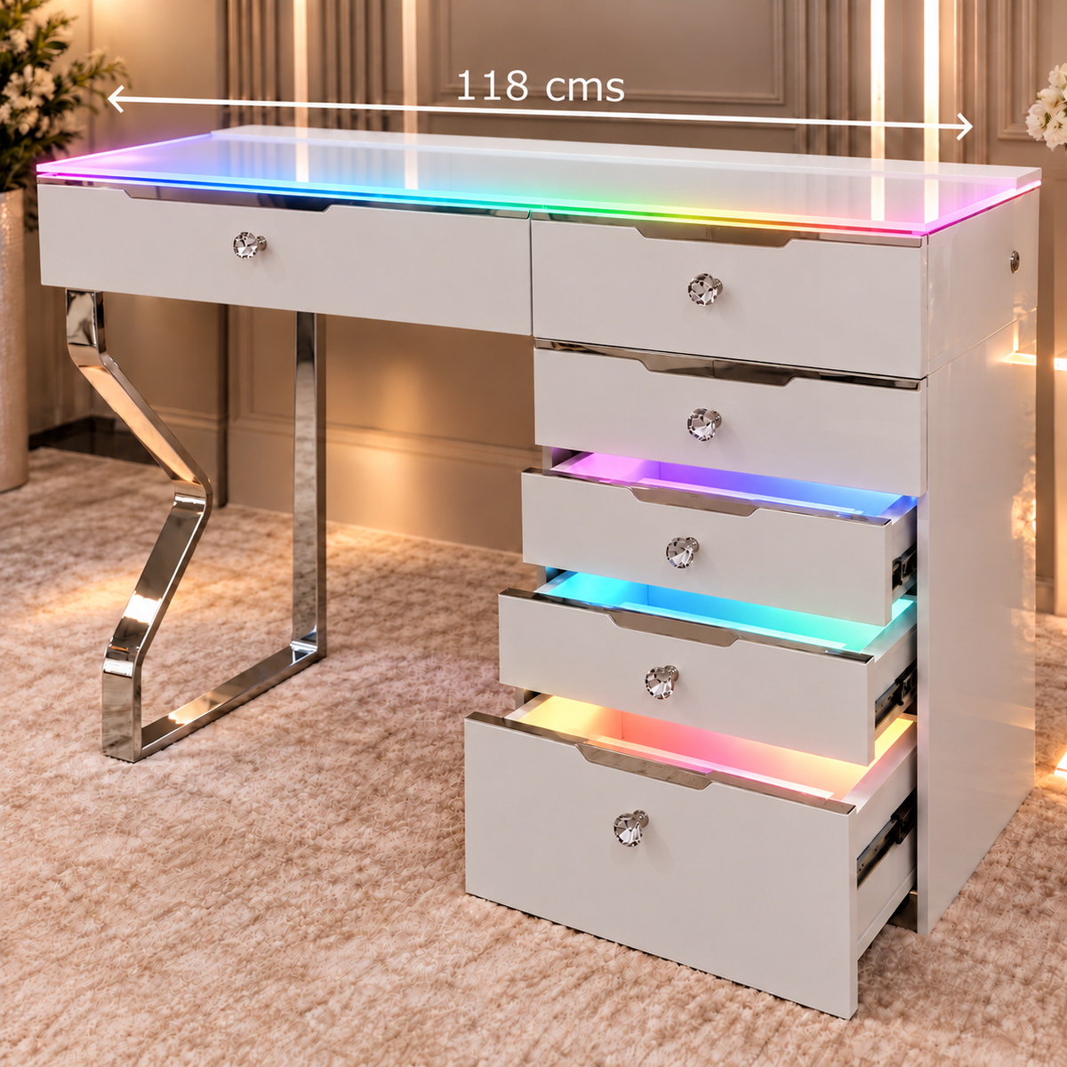 Glam 6 Drawer Vanity Dresser