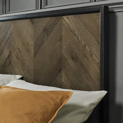 Santorini Fumed Oak & Peppercorn Panel Bedstead 180cm Superking