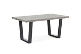Brooklyn grey oak coffee table showcasing its industrial metal frame, dark grey oak timber top, and clean architectural lines at the furniture store ni