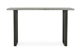 Brooklyn grey oak console table showcasing its 130cm wide grey timber top, dark industrial framing, and clean architectural silhouette at the furniture store ni