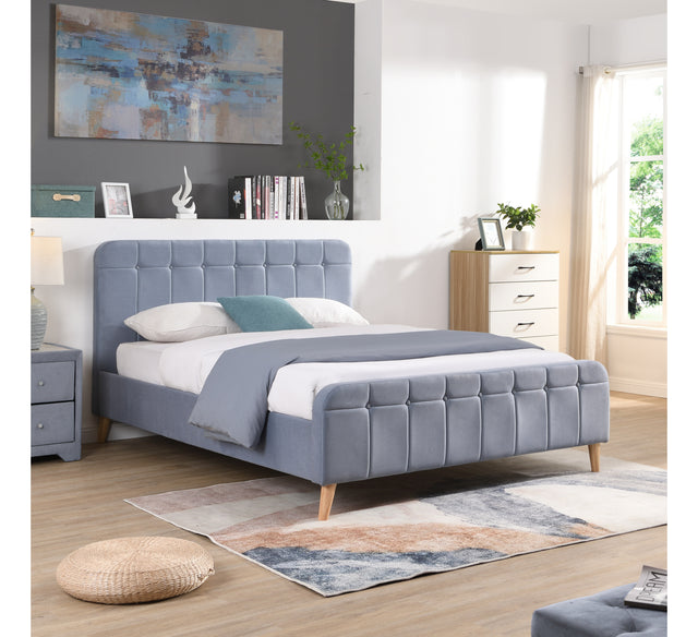 Ashley Sky Blue Velvet Bed