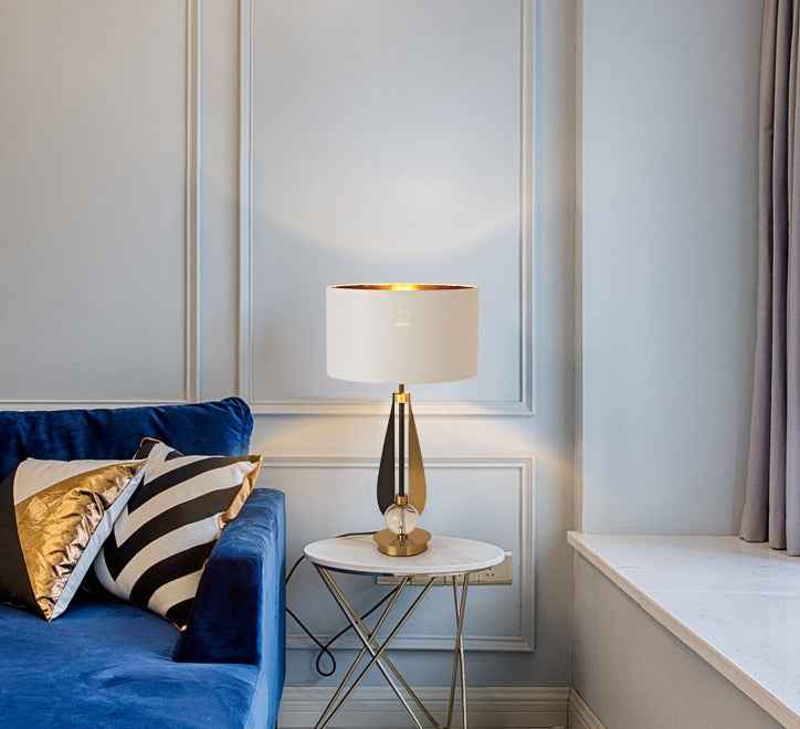 Lyra Sculptural Gold and Black Table Lamp