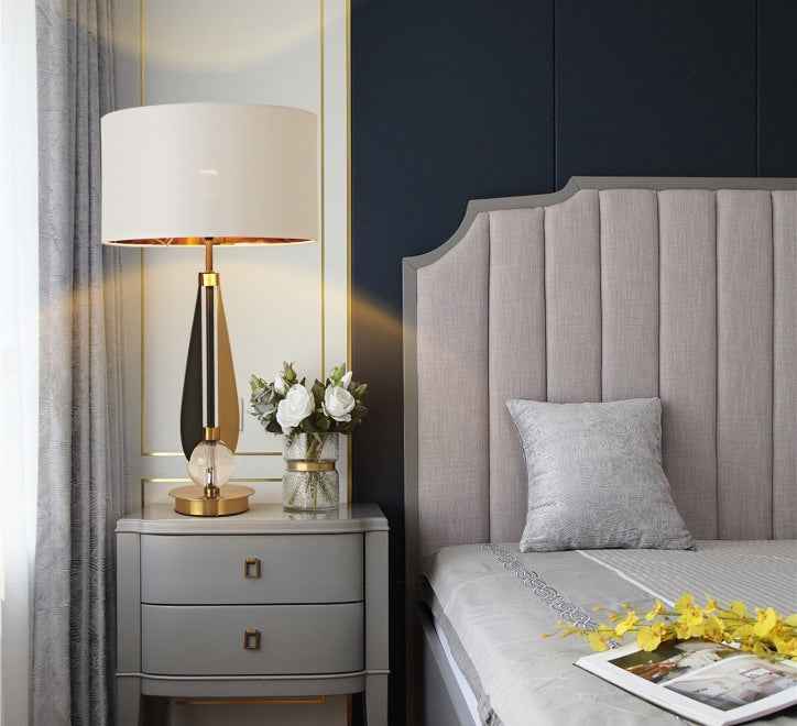 Lyra Sculptural Gold and Black Table Lamp